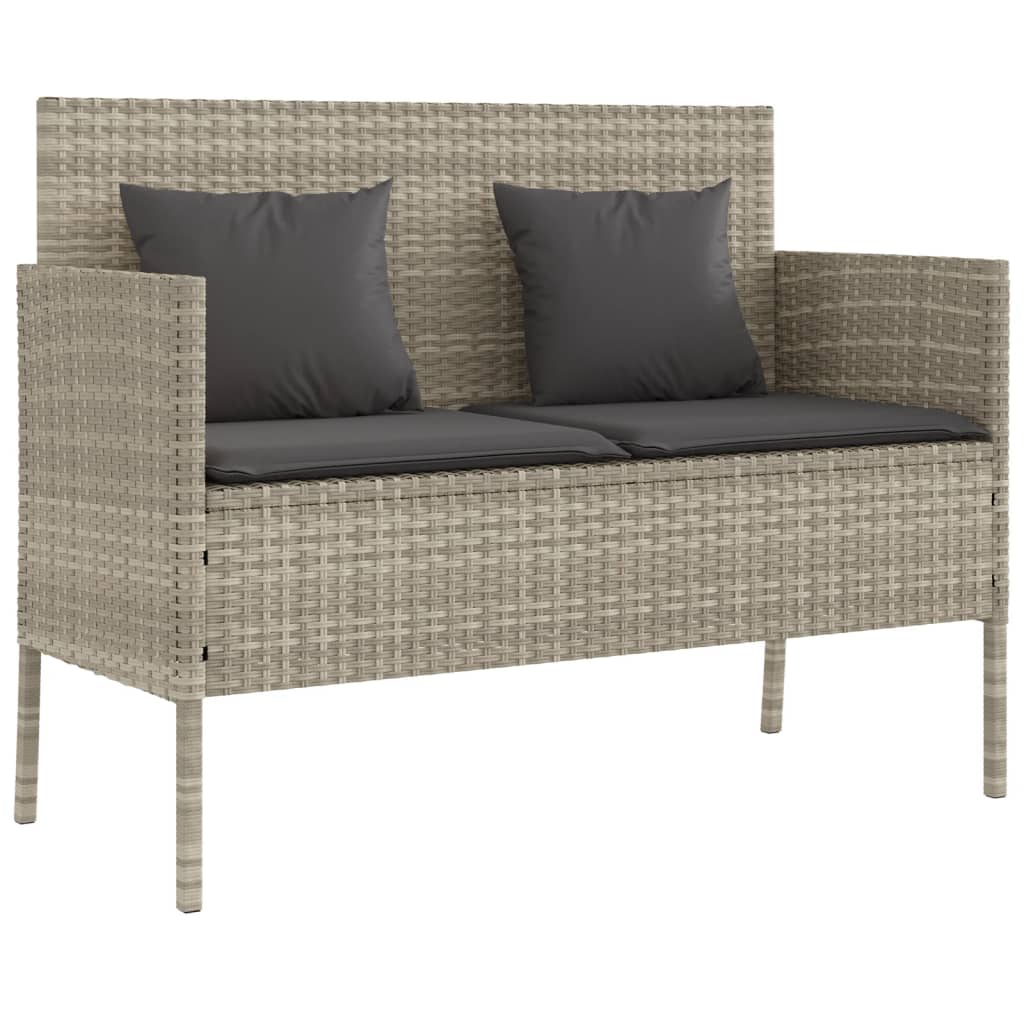 világosszürke polyrattan kerti pad párnákkal