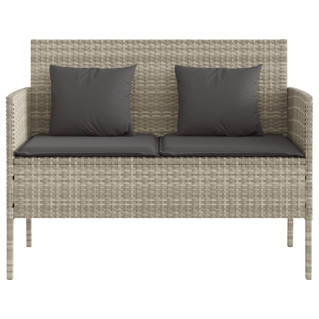 világosszürke polyrattan kerti pad párnákkal