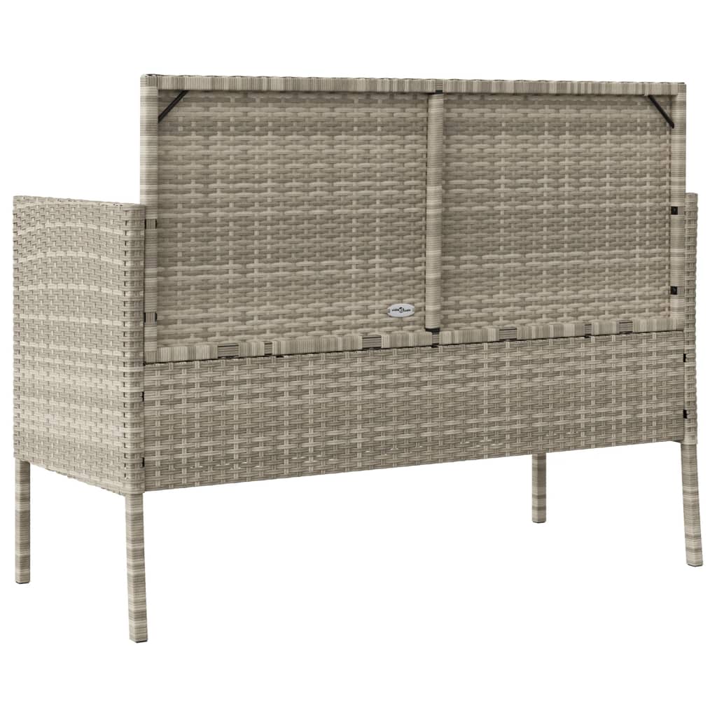 világosszürke polyrattan kerti pad párnákkal
