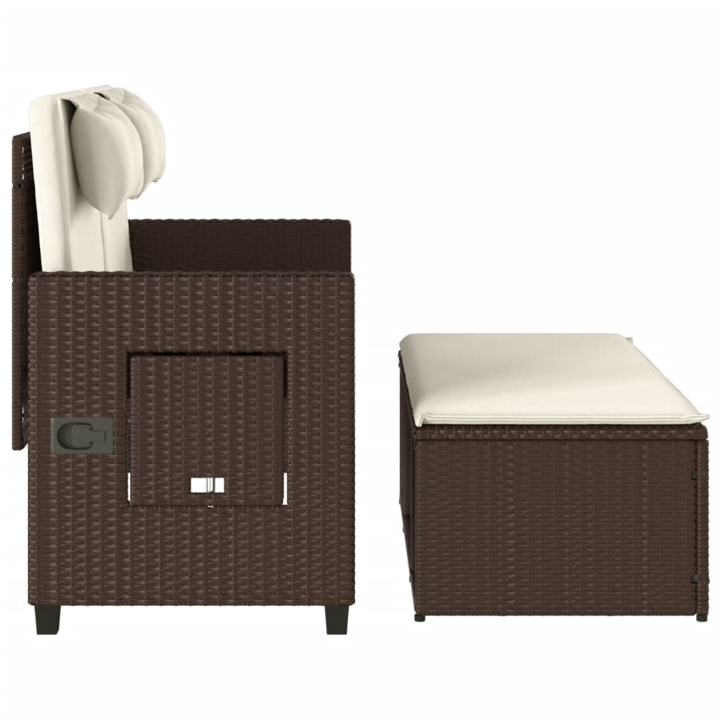 barna polyrattan dönthető kerti pad párnával