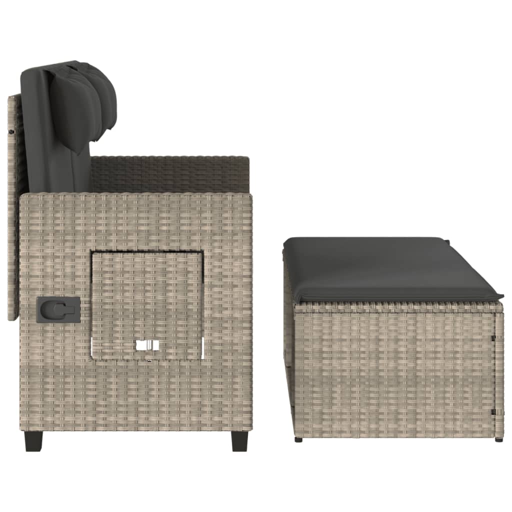 világosszürke polyrattan dönthető kerti pad párnával