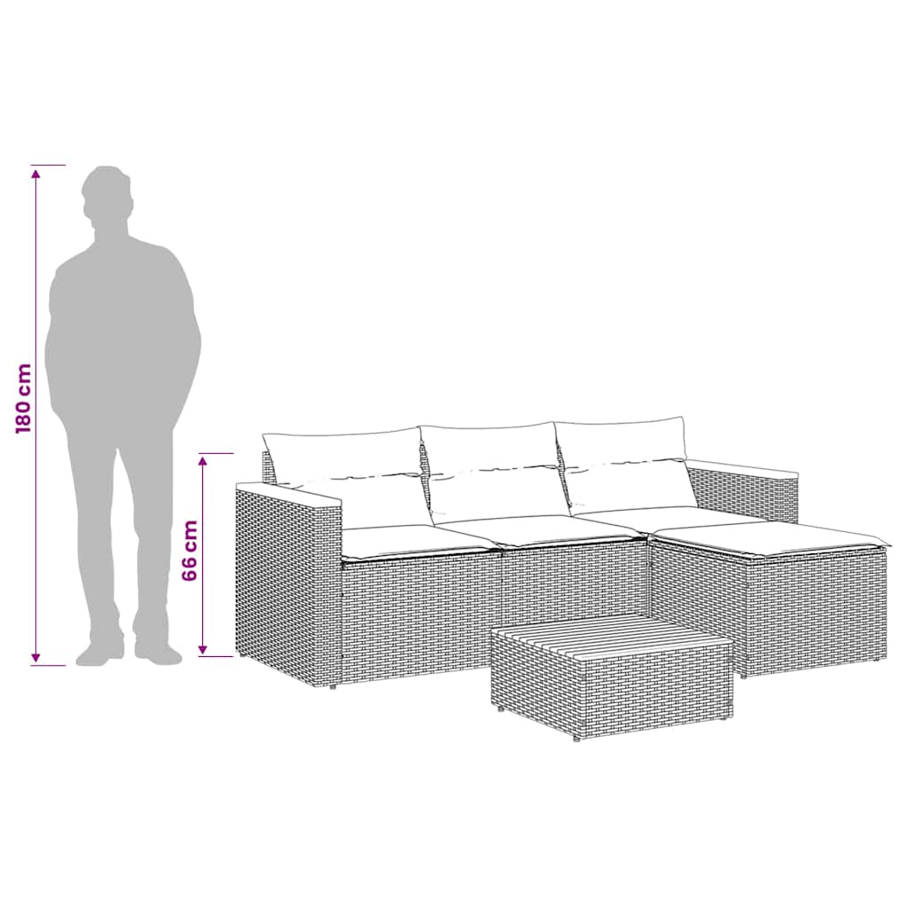 3 részes fekete polyrattan kerti ülőgarnitúra párnával