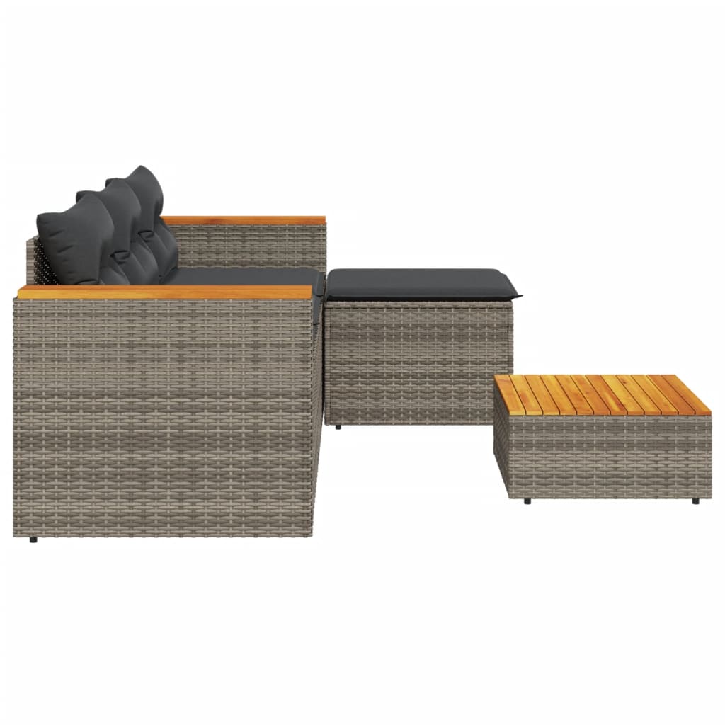 3 részes szürke polyrattan kerti ülőgarnitúra párnákkal