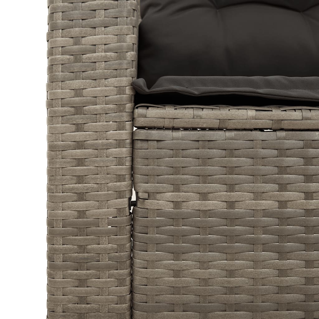 3 részes szürke polyrattan kerti ülőgarnitúra párnákkal