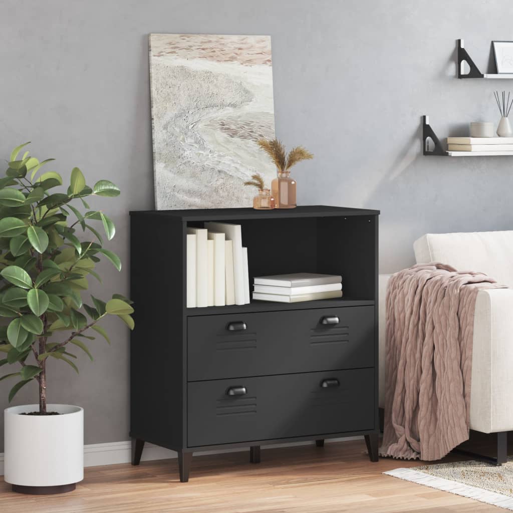 VIKEN fekete szerelt fa könyvszekrény 80 x 40 x 90 cm