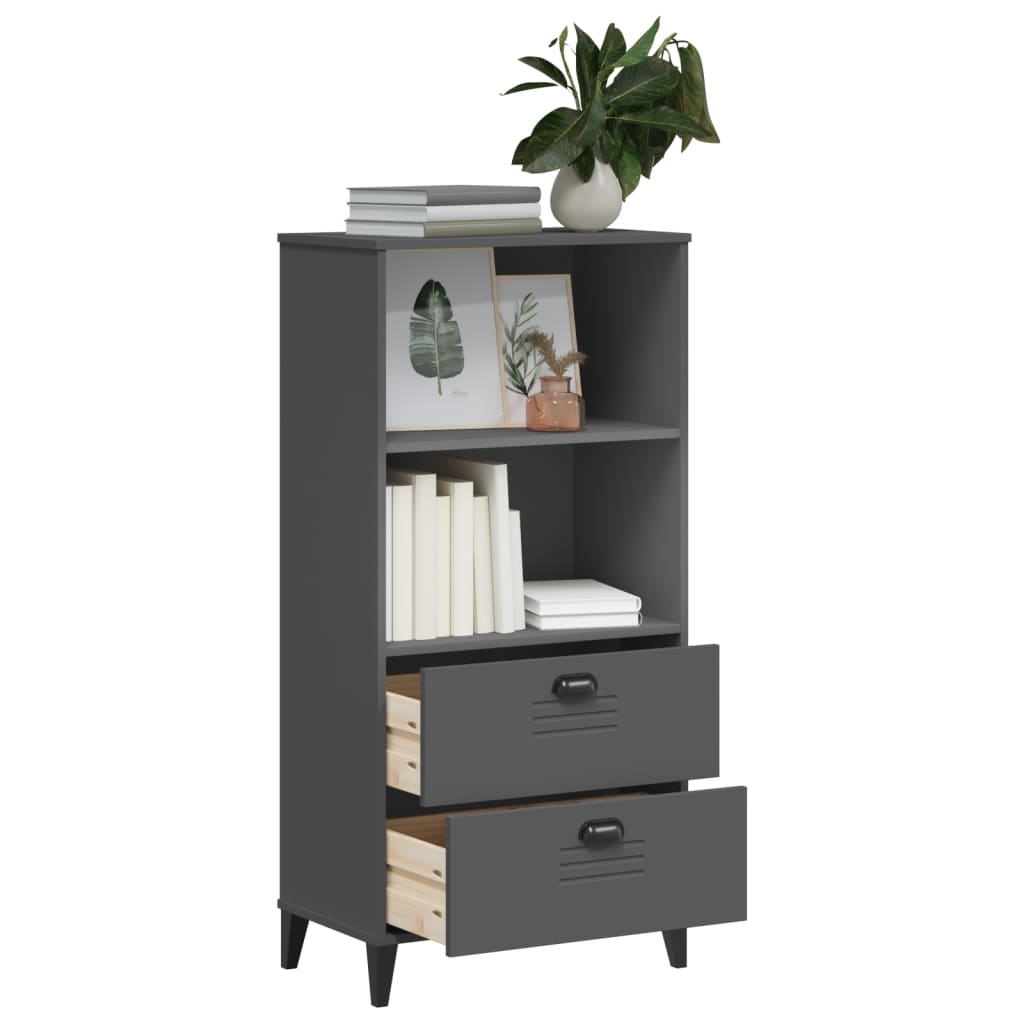 VIKEN antracitszürke szerelt fa könyvszekrény 60 x 35 x 123 cm