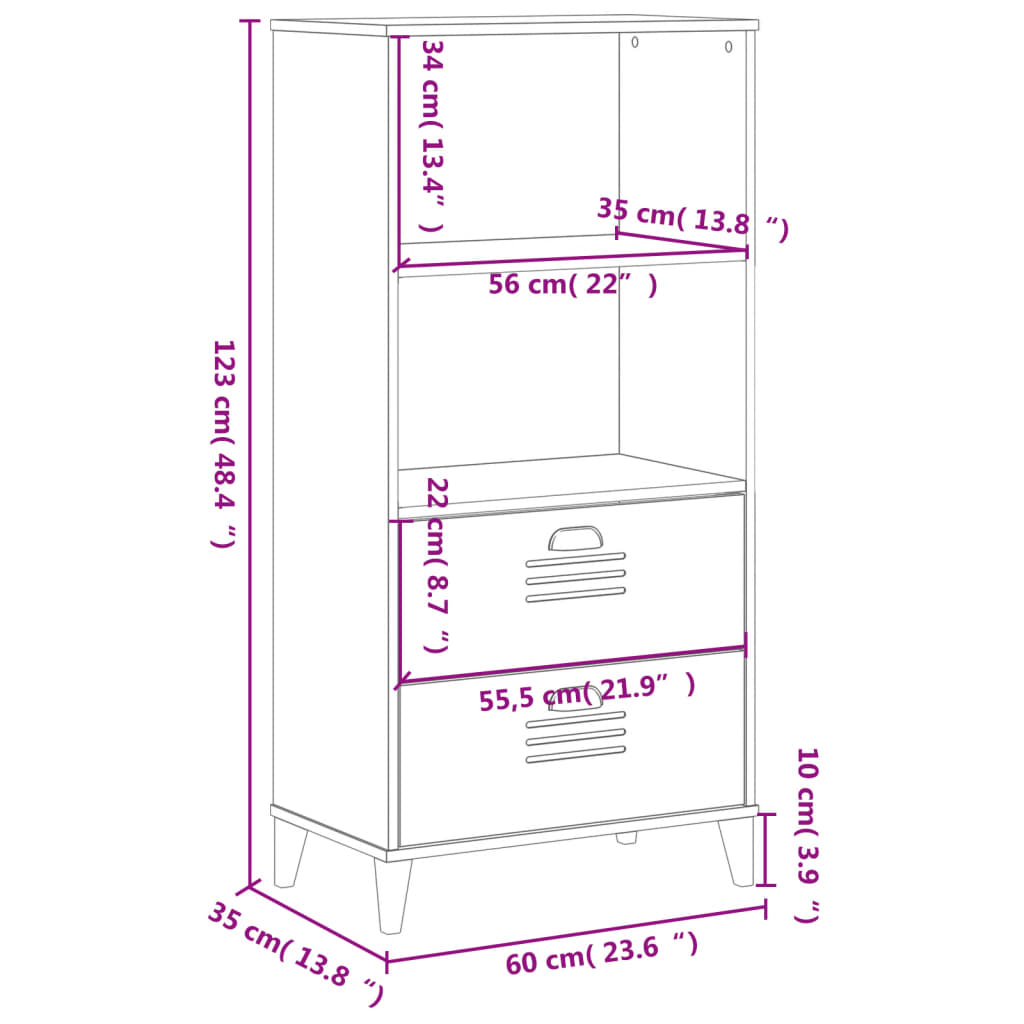 VIKEN antracitszürke szerelt fa könyvszekrény 60 x 35 x 123 cm