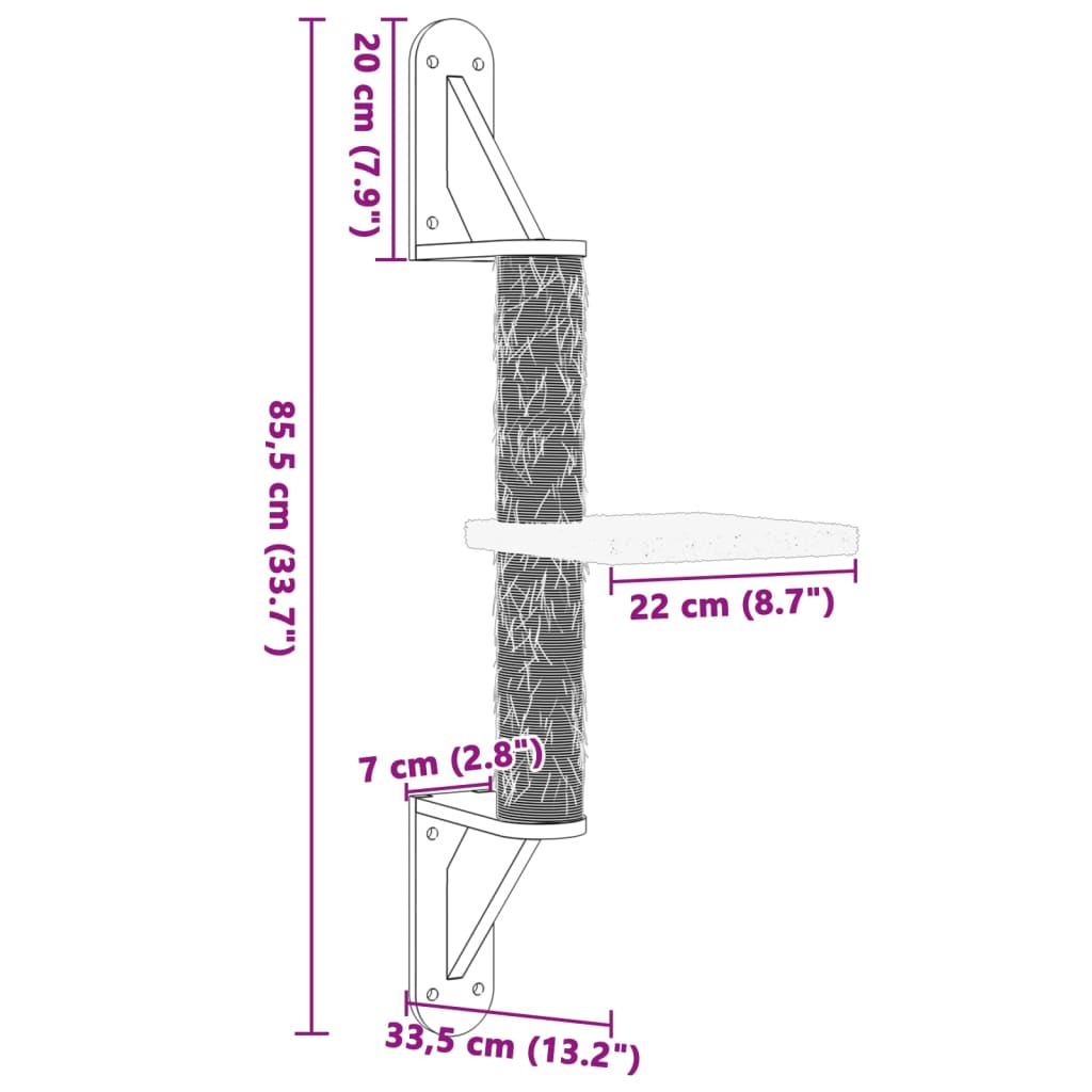 sötétszürke falra szerelhető kaparófa 85,5 cm