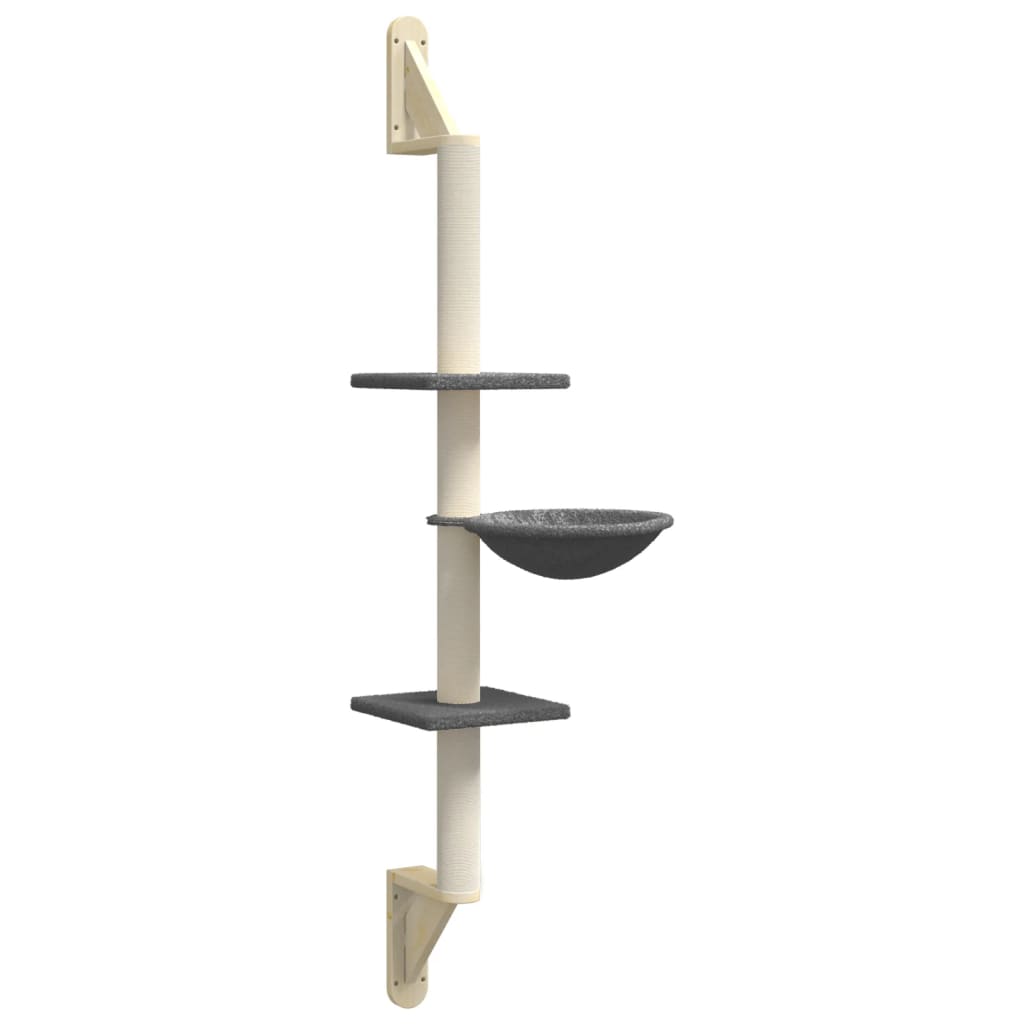 sötétszürke falra szerelhető kaparófa 142,5 cm