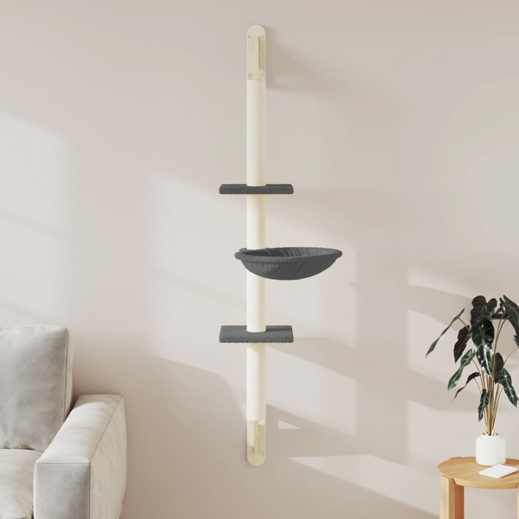 sötétszürke falra szerelhető kaparófa 142,5 cm