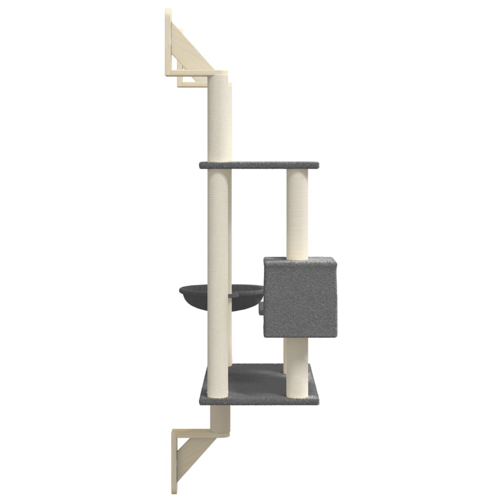 sötétszürke falra szerelhető kaparófa 153 cm