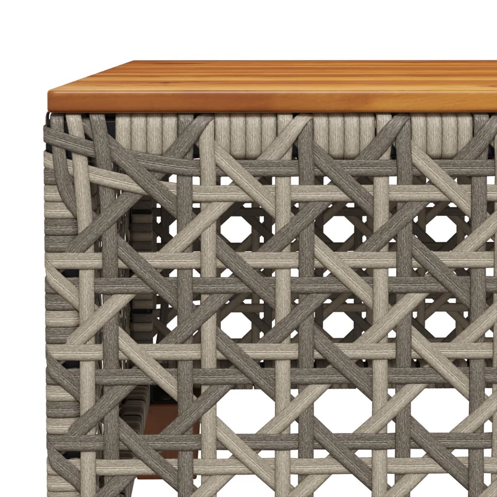 szürke polyrattan és akácfa kerti asztal 55 x 55 x 36 cm
