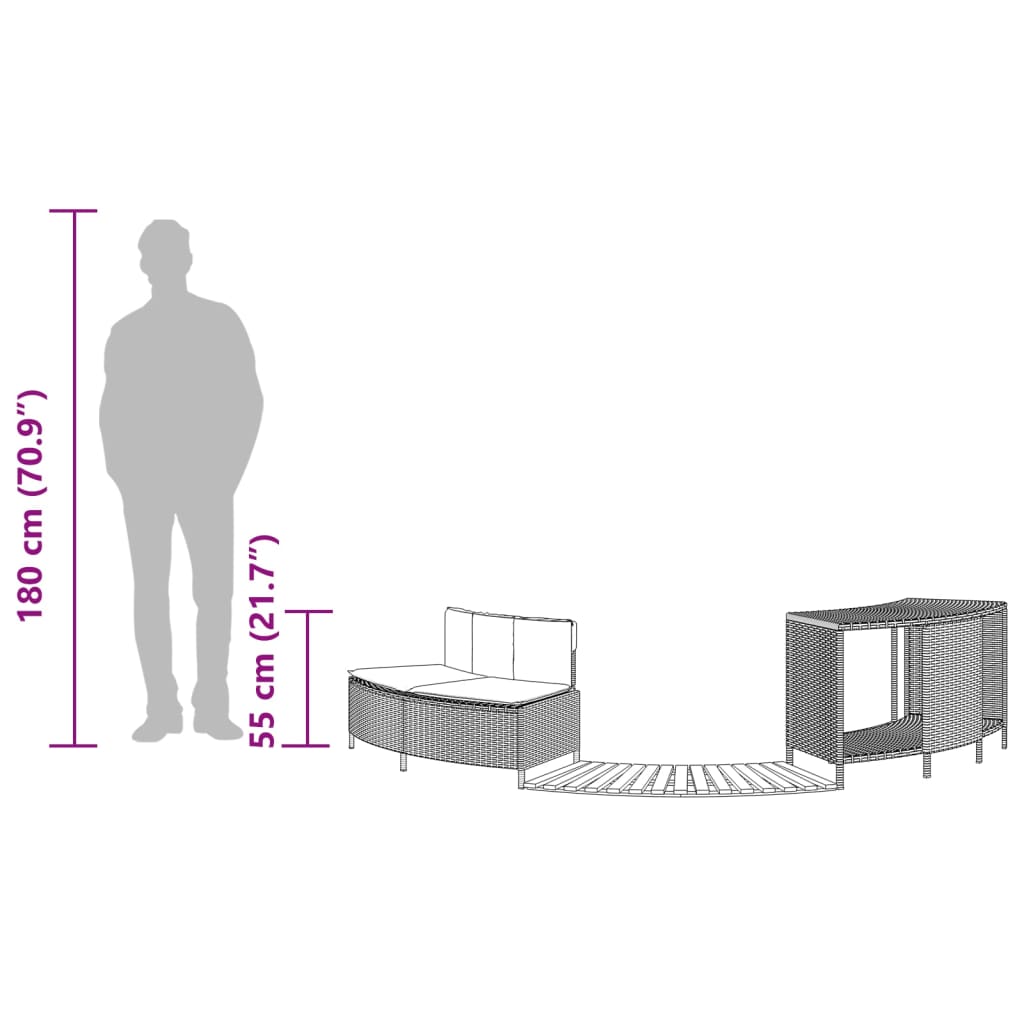 szürke polyrattan és tömör akácfa jakuzzi-keret