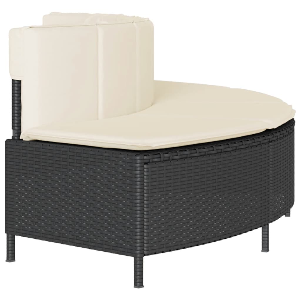2 db fekete polyrattan pezsgőfürdőpad párnával