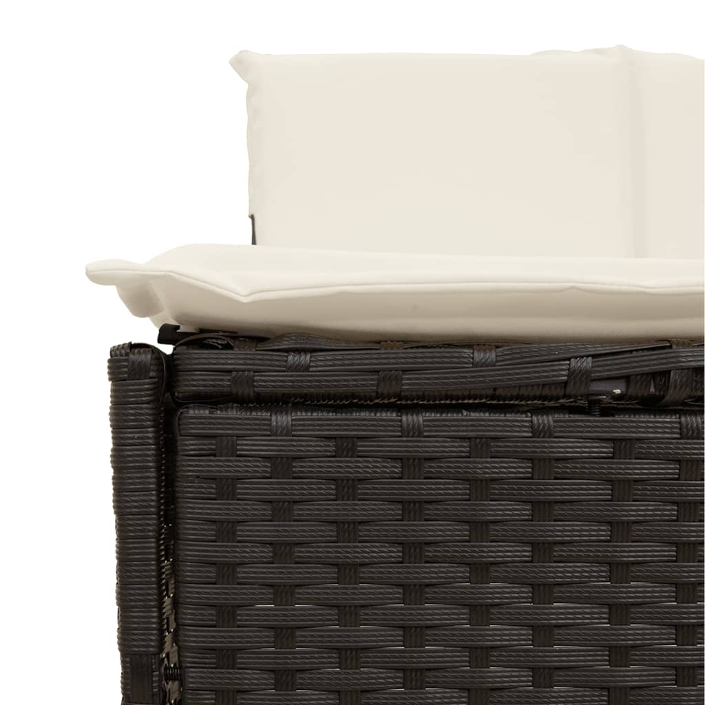 2 db fekete polyrattan pezsgőfürdőpad párnával