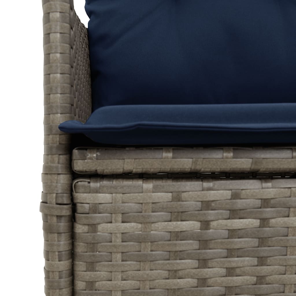 3 darabos szürke polyrattan bisztrógarnitúra párnákkal