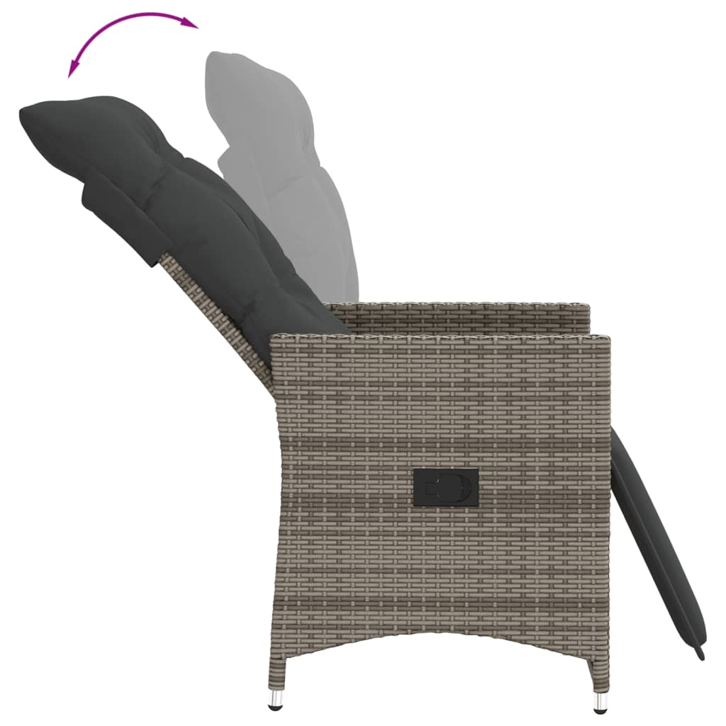 3 részes szürke polyrattan bisztrógarnitúra párnákkal