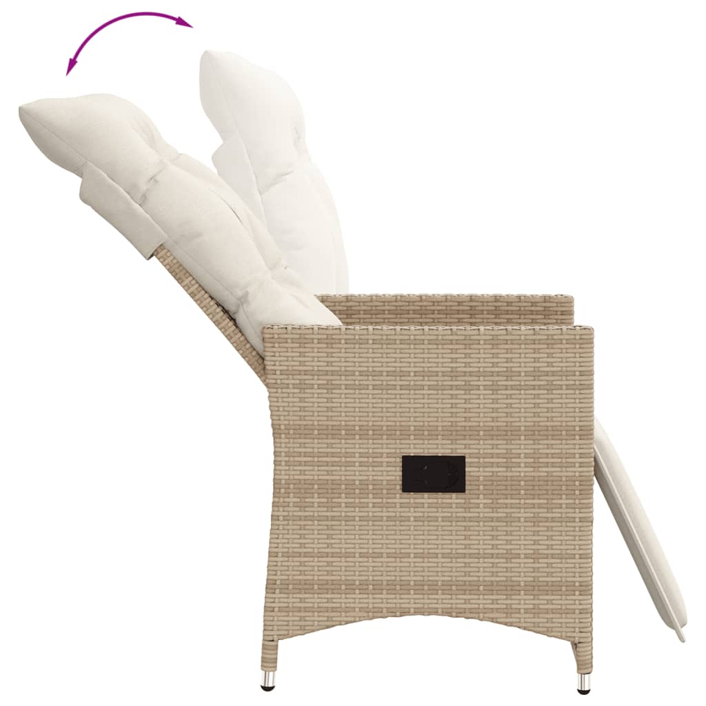 3 részes bézs polyrattan bisztrógarnitúra párnával