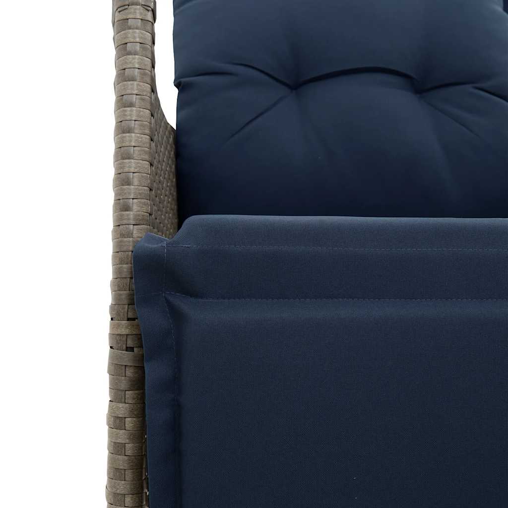 3 darabos szürke polyrattan bisztrógarnitúra párnákkal