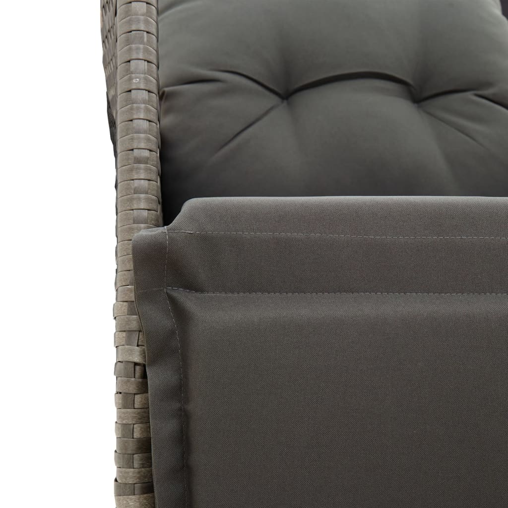 3 részes szürke polyrattan bisztrógarnitúra párnákkal