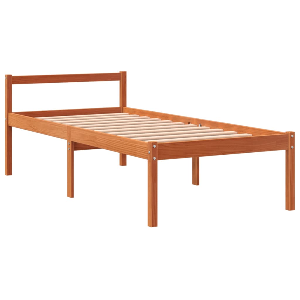 viaszbarna tömör fenyőfa időseknek való ágy 75x190 cm