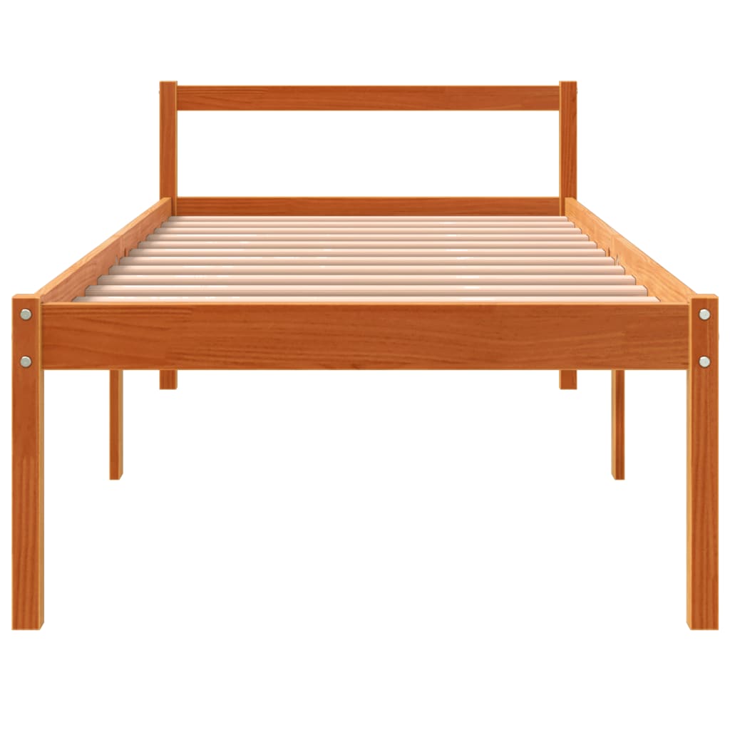 viaszbarna tömör fenyőfa időseknek való ágy 75x190 cm