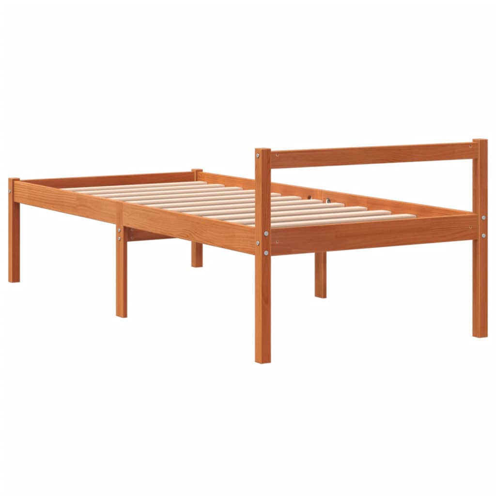 viaszbarna tömör fenyőfa időseknek való ágy 75x190 cm