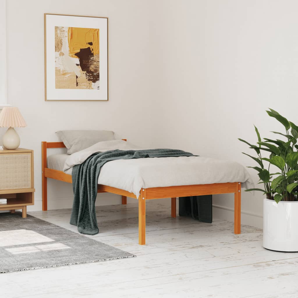 viaszbarna tömör fenyőfa időseknek való ágy 90 x 190 cm