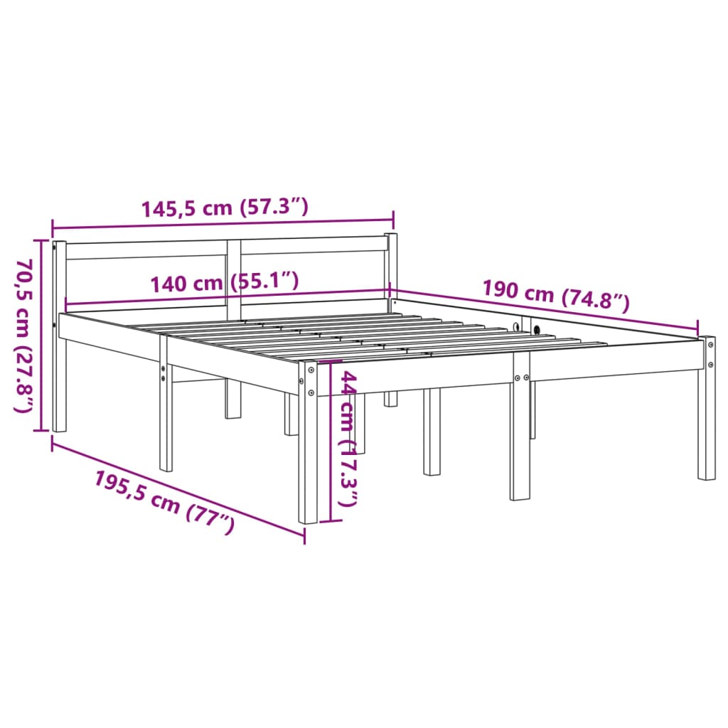 viaszbarna tömör fenyőfa időseknek való ágy 140 x 190 cm