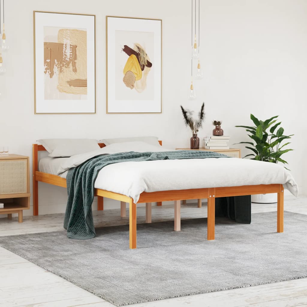 viaszbarna tömör fenyőfa időseknek való ágy 140 x 190 cm