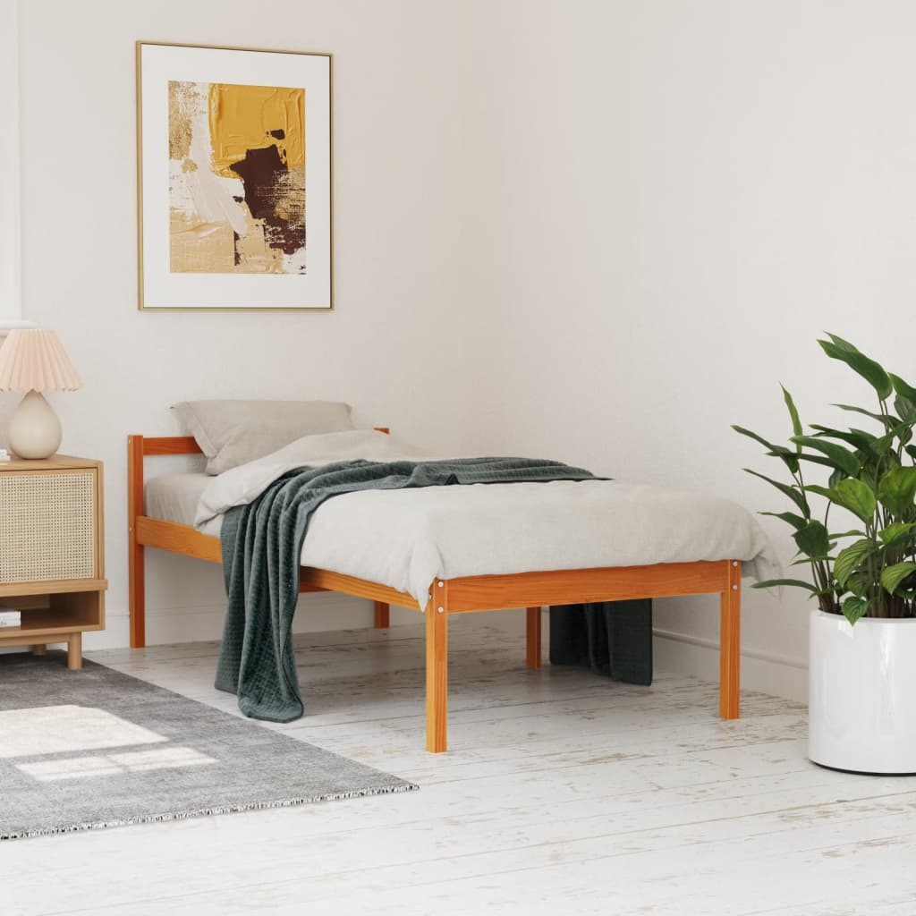 viaszbarna tömör fenyőfa időseknek való ágy 90 x 200 cm