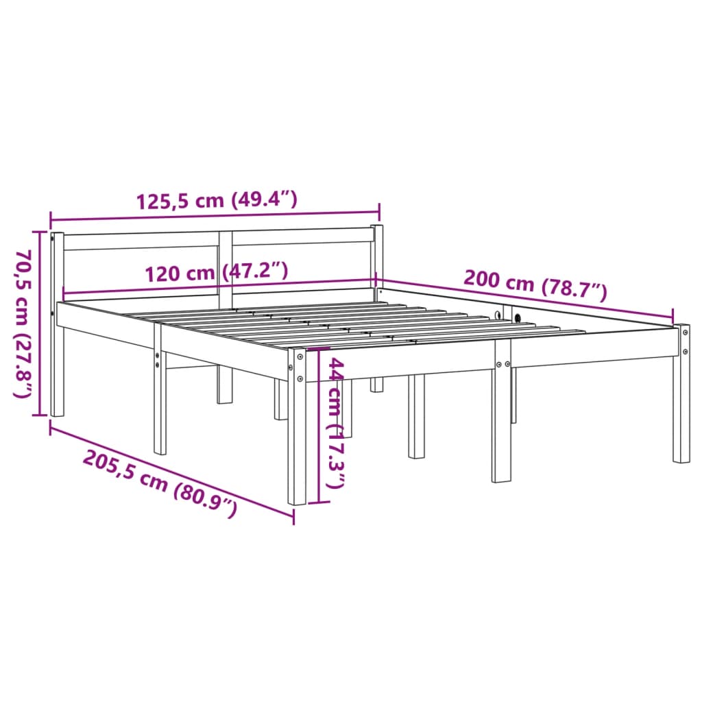 viaszbarna tömör fenyőfa időseknek való ágy 120 x 200 cm