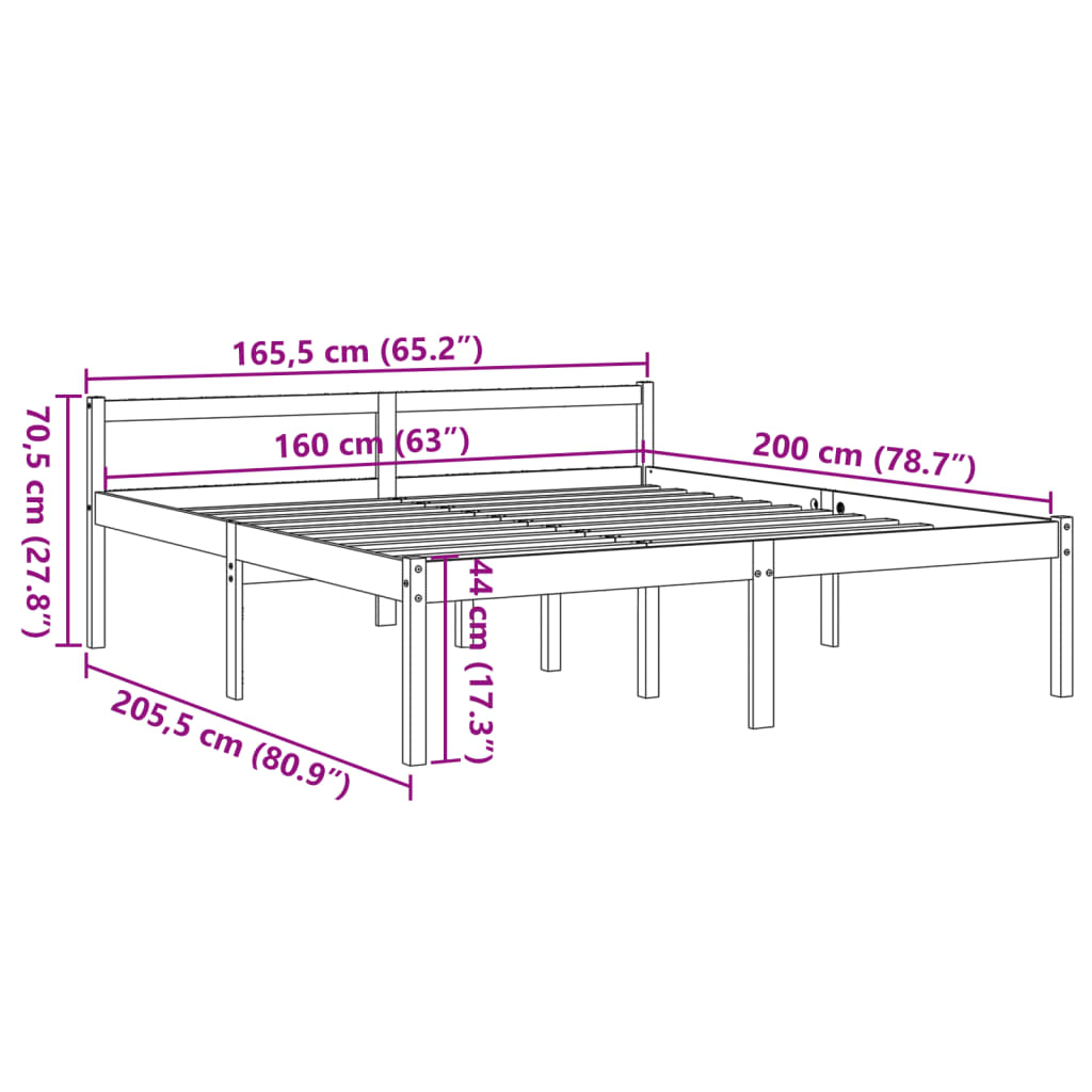 viaszbarna tömör fenyőfa időseknek való ágy 160 x 200 cm