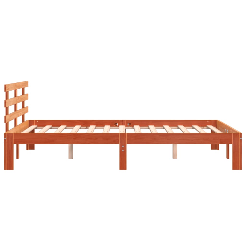 viaszbarna tömör fenyőfa ágy matrac nélkül 140 x 190 cm