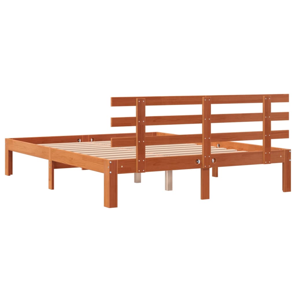 viaszbarna tömör fenyőfa ágy matrac nélkül 140 x 190 cm