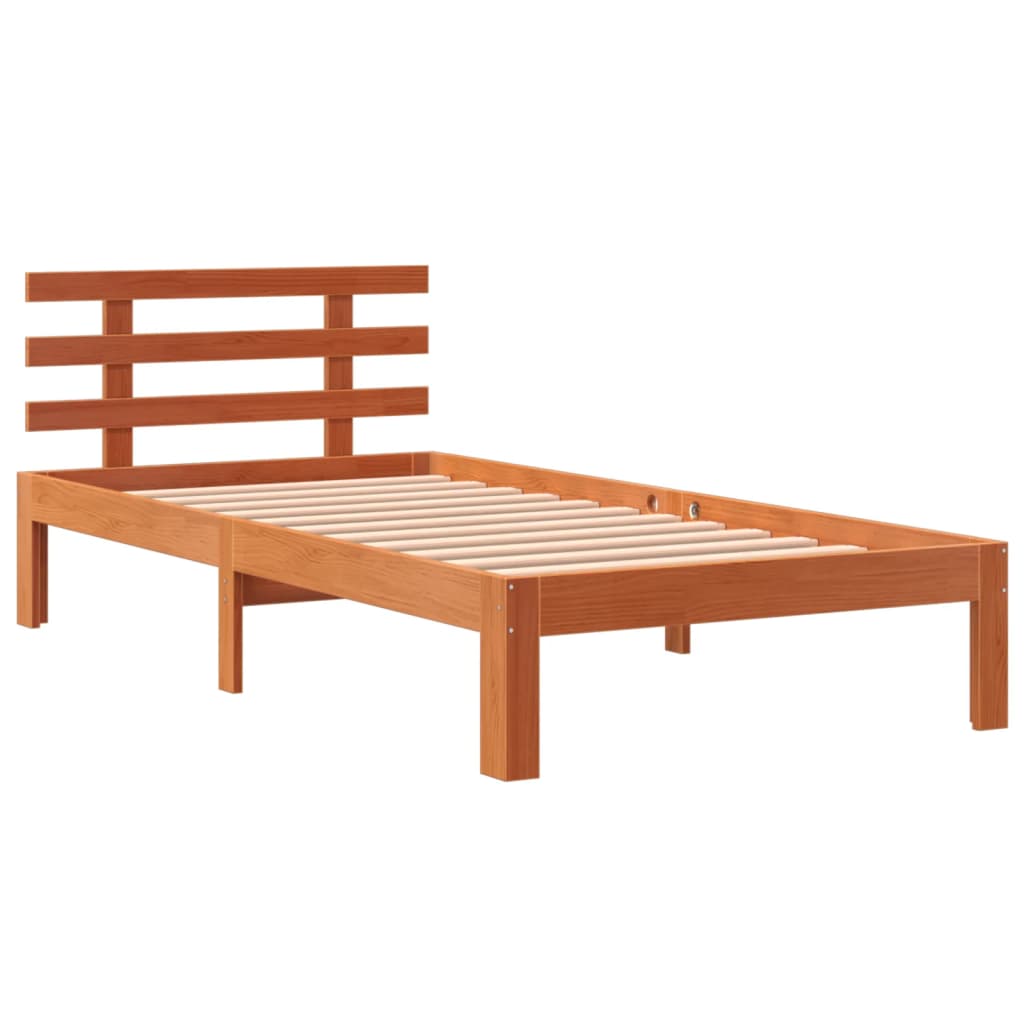 viaszbarna tömör fenyőfa ágy matrac nélkül 100 x 200 cm
