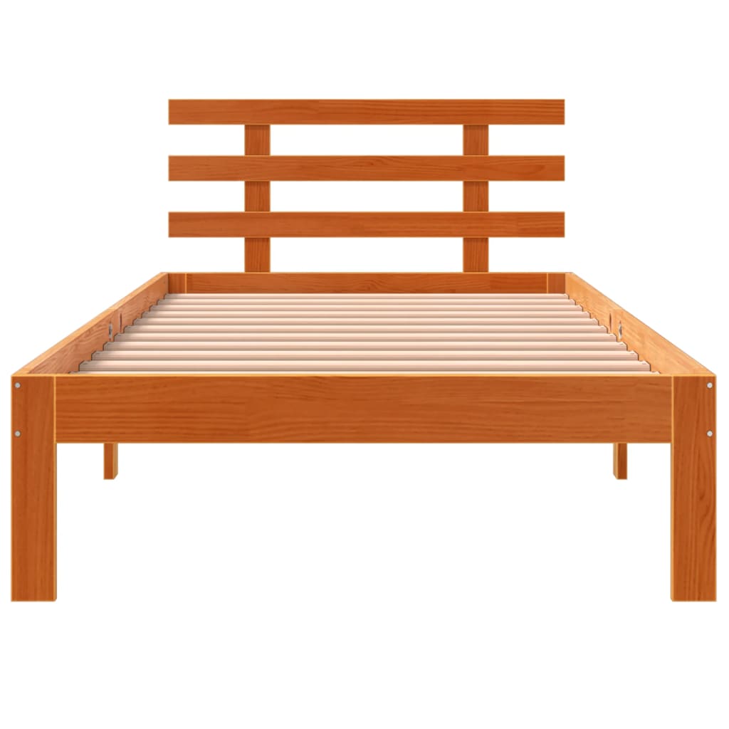 viaszbarna tömör fenyőfa ágy matrac nélkül 100 x 200 cm