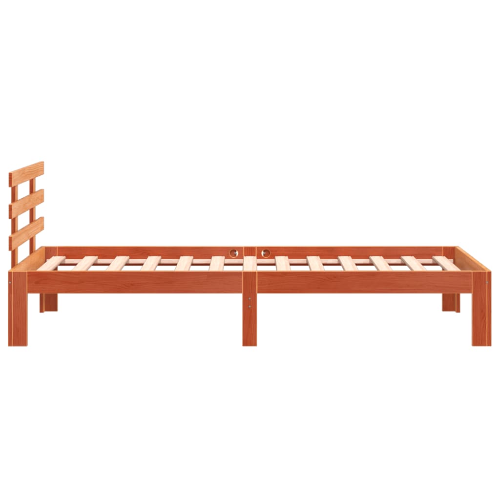 viaszbarna tömör fenyőfa ágy matrac nélkül 100 x 200 cm