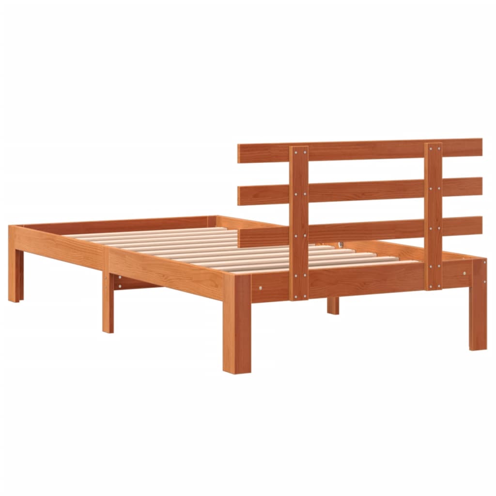 viaszbarna tömör fenyőfa ágy matrac nélkül 100 x 200 cm