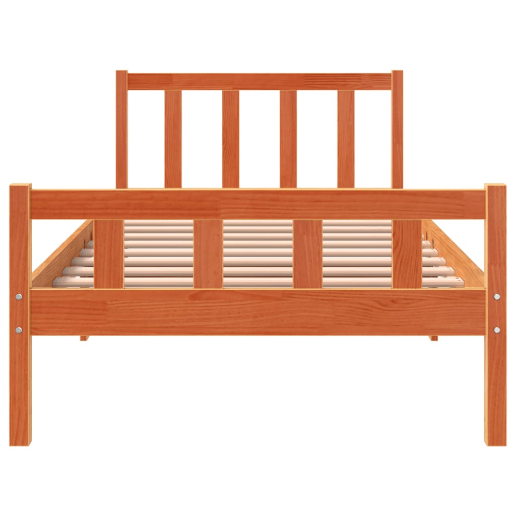 viaszbarna tömör fenyőfa ágy matrac nélkül 75 x 190 cm