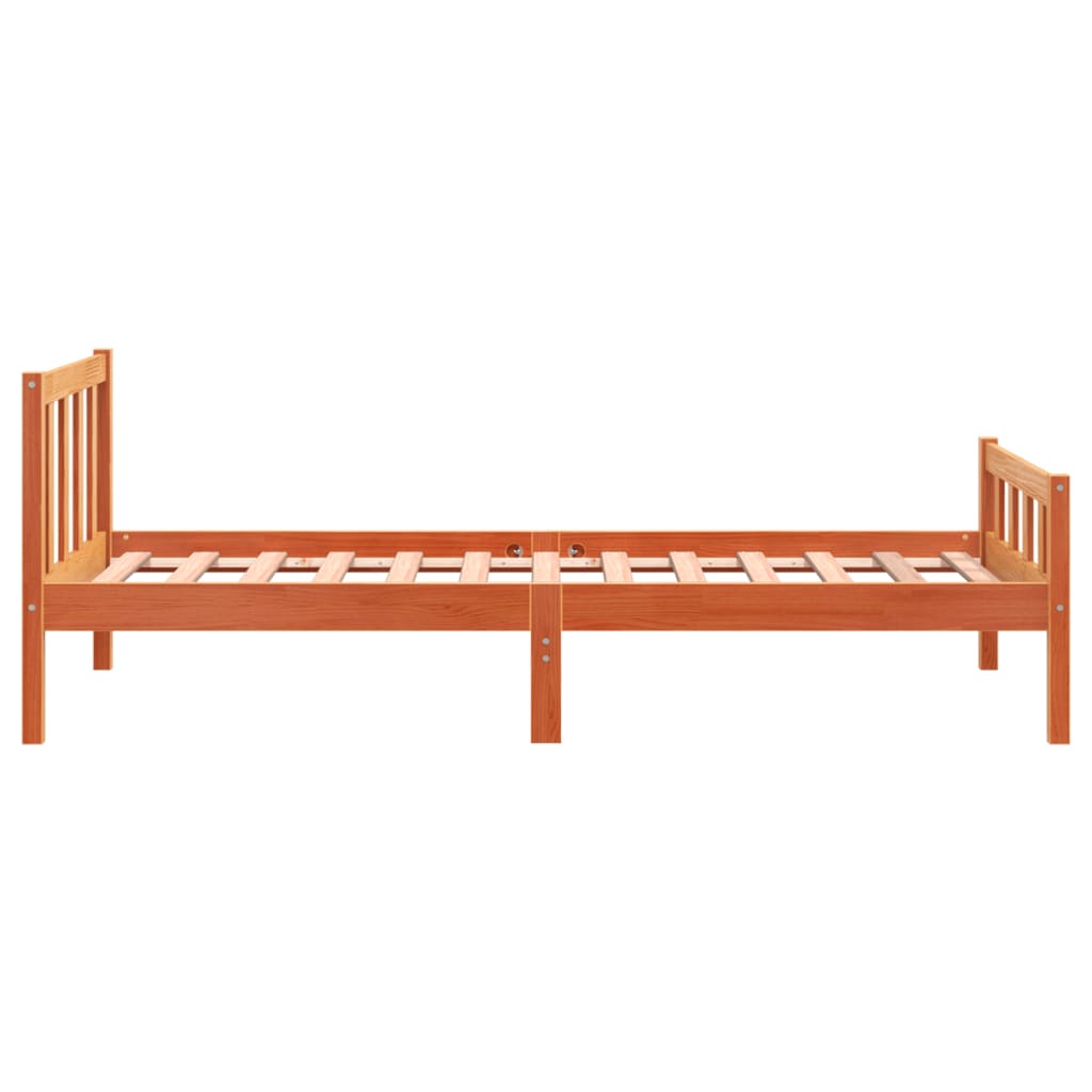 viaszbarna tömör fenyőfa ágy matrac nélkül 75 x 190 cm