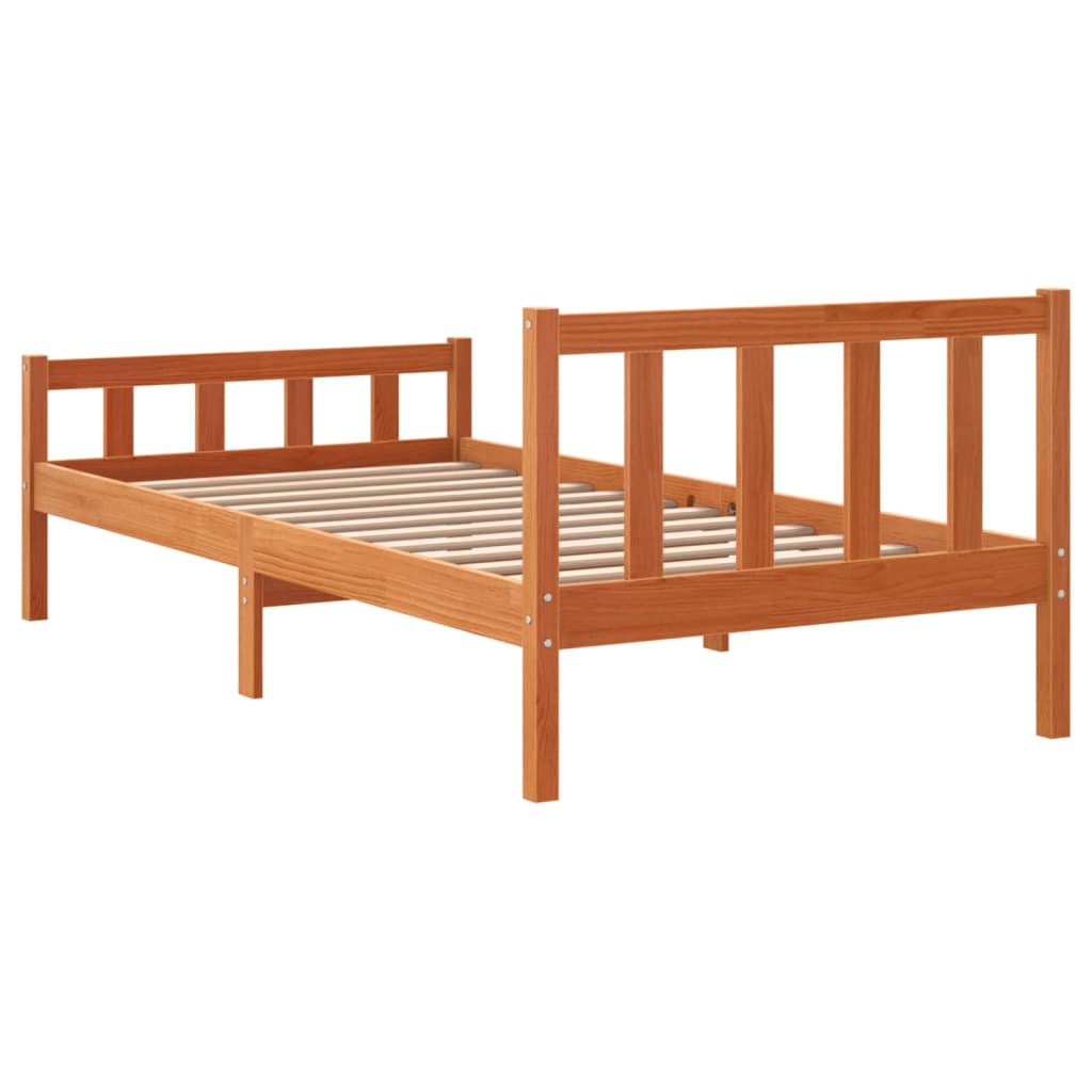 viaszbarna tömör fenyőfa ágy matrac nélkül 75 x 190 cm