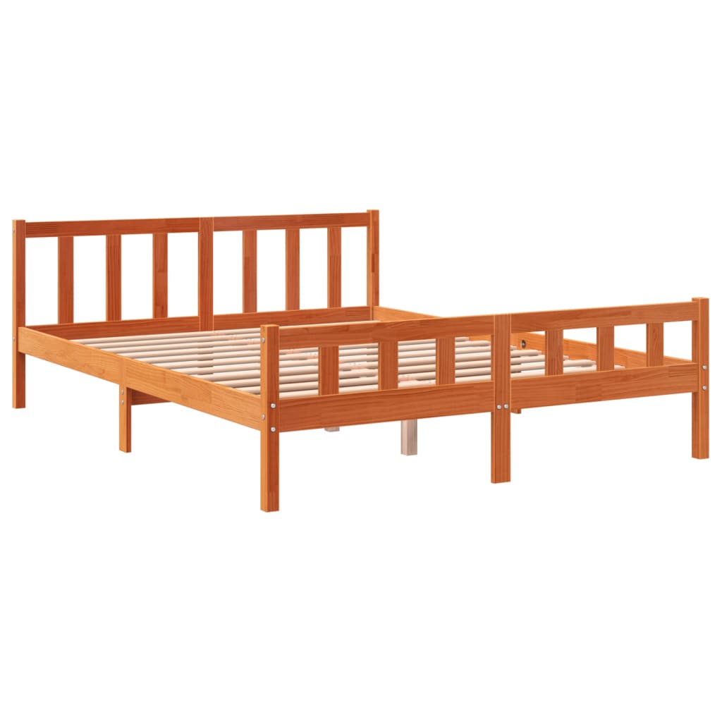 viaszbarna tömör fenyőfa ágy matrac nélkül 150 x 200 cm