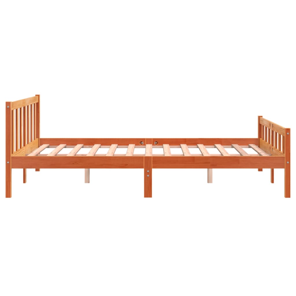 viaszbarna tömör fenyőfa ágy matrac nélkül 150 x 200 cm