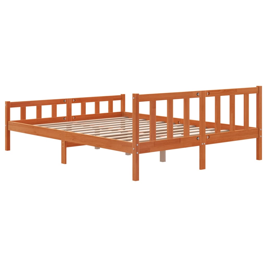viaszbarna tömör fenyőfa ágy matrac nélkül 150 x 200 cm