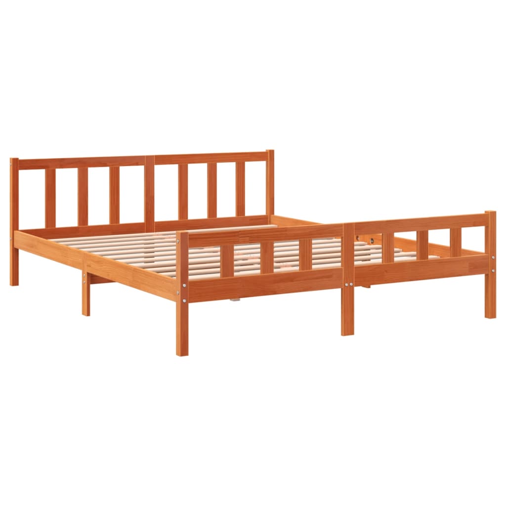 viaszbarna tömör fenyőfa ágy matrac nélkül 160 x 200 cm
