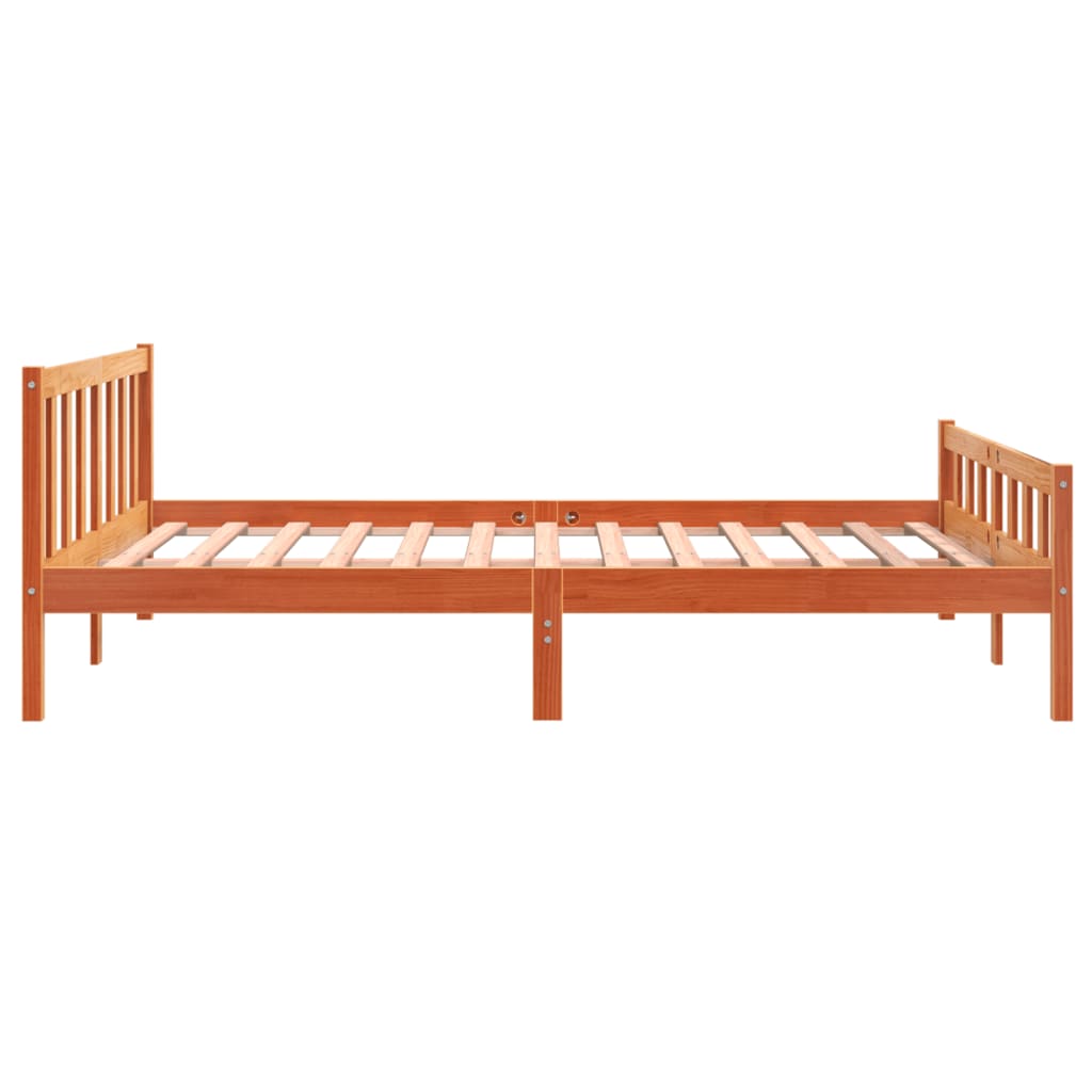 viaszbarna tömör fenyőfa ágy matrac nélkül 160 x 200 cm