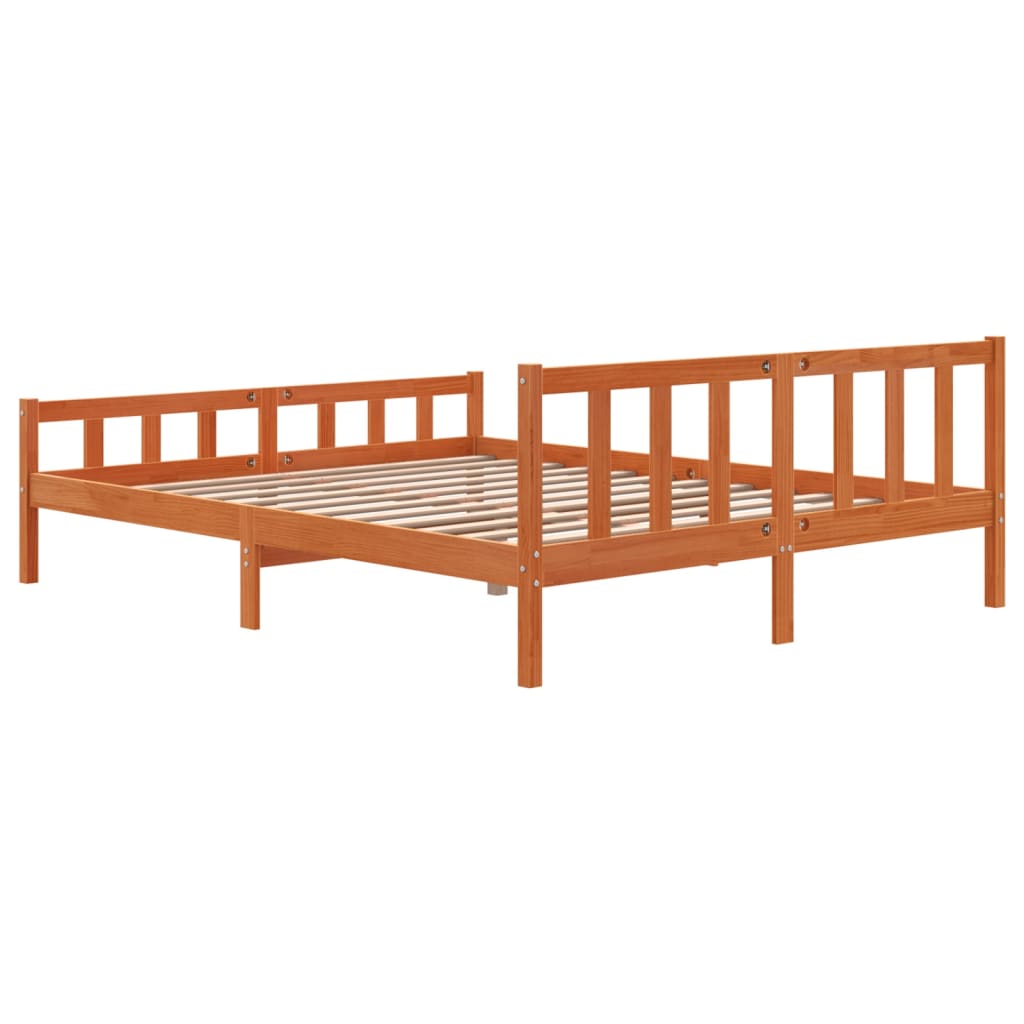 viaszbarna tömör fenyőfa ágy matrac nélkül 160 x 200 cm