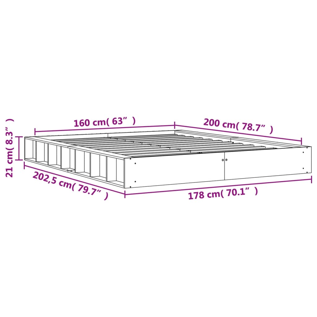 viaszbarna tömör fenyőfa ágy matrac nélkül 160 x 200 cm