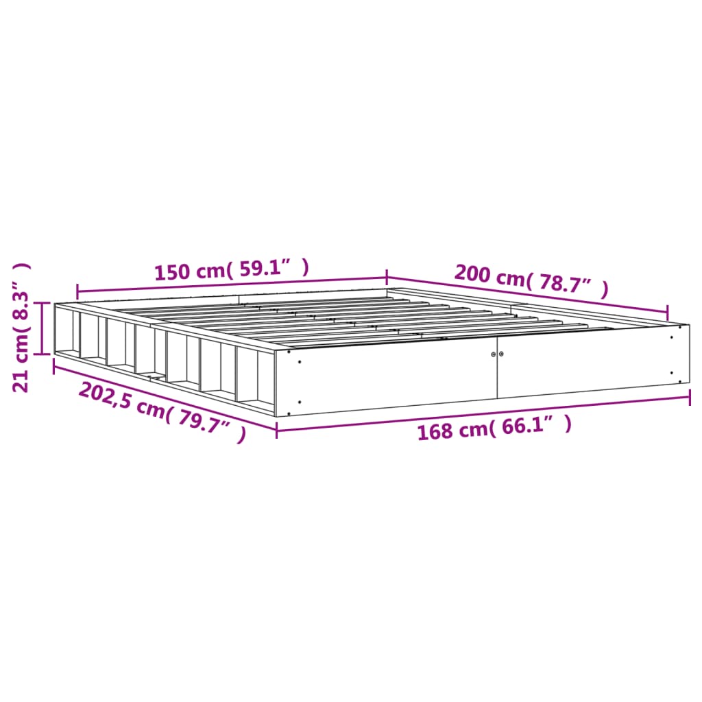 viaszbarna tömör fenyőfa ágy matrac nélkül 150 x 200 cm